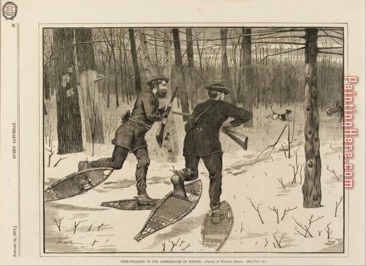 Winslow Homer Deer Stalking in The Adirondacks in Winter, From Every Saturday, January 21, 1871, P. 57
